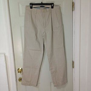 Nautica Pants Pleated Khaki Mens 33Wx30L 100% Cotton Business or Casual
